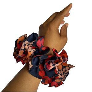New Women Red Scrunchie Ruffled design Multicolor Polkadots
